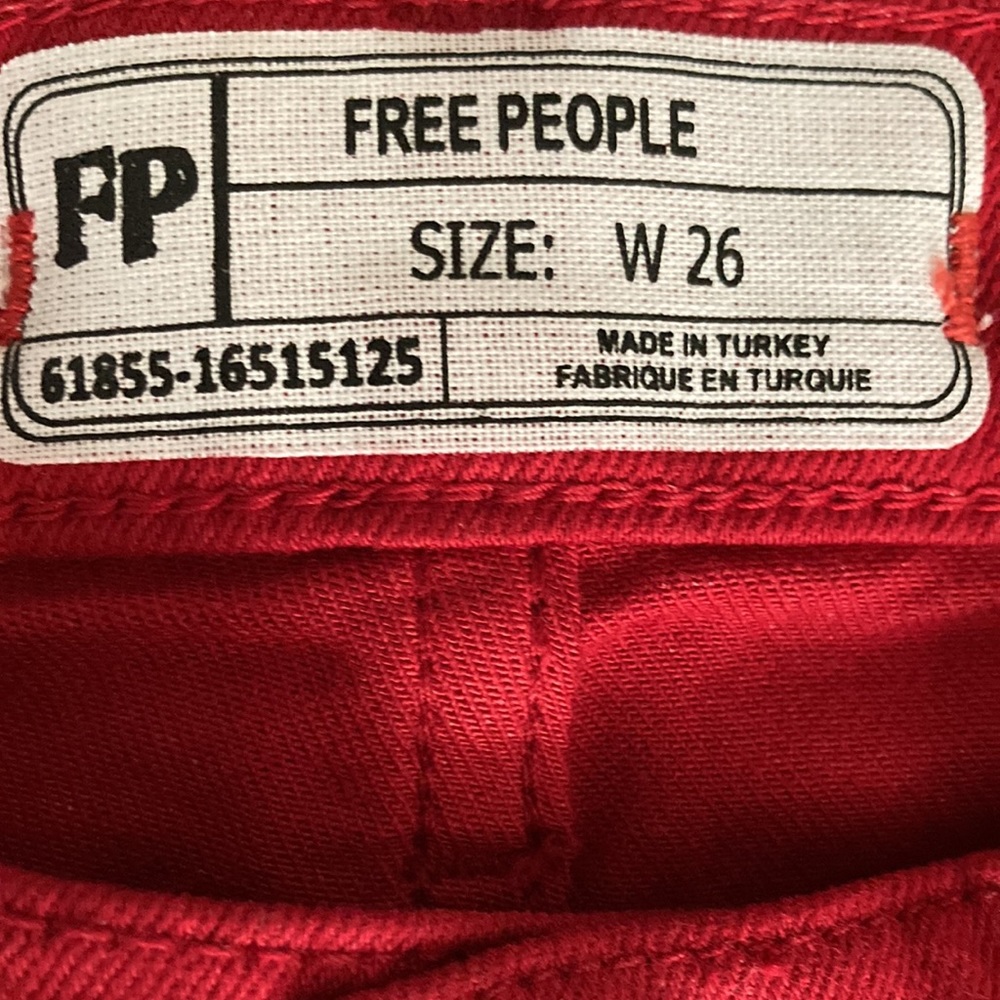 Free People Reagan Skinny Raw Hem Jeans RED - Picture 6 of 9